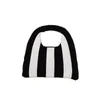 Women's Knitted Vest Bag Female Tote Bags Black And White Shopping Bag Weave Shoulder Messenger Bags Handbag stripe Beach Bag 230304