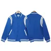 22 Rhude Autumn and Winter Double White Stripe Splice Contrast Woolen Et Men's Coat Casual High Street Baseball Fashion