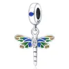 925 سحر الفضة الاسترليني ل Pandora New Spring Rain ، الزهور والطيور ، اليعسوب بالخرز ، ملحقات Bead Bead Bedfly Bead Bead DIY