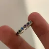 Sterling zilveren bloem kleurrijke stenen ringen voor vrouwen eenvoudige trendy retro anillos feest geschenken accessoires