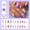 False Nails 24pcs Cute Butterfly Stripes Press On Flower Checkerboard Designed Fake Nail Set Full Cover Almond Tips