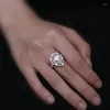 Cluster Rings 2023 925 Silver Drop Shaped Micro Diamond Pink Pear Ring