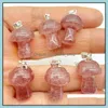 Charms Natural Crystal Stone Cogumelo Rosa Quartzo Pingente Opal para Jóias DIY Acessórios de Colares Drop Drop Dhobd