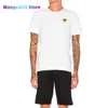 Camisetas masculinas tocam homens de camiseta curta de camiseta curta Broidery Heart Algodão puro O-gola O verão de cor sólida cor de camiseta casual 0304H23