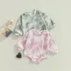 Pheclsuits FocusNorm 024m الخريف Baby Girls Boys Sweatshirt Romper 3 Colors Tiedye Printing Long Sleeve Button 230303