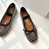 Dress shoes Crystal rhinestone ballet flat shoes Mary Jane loafers women designer shoes Factory footwear 35-40 with box