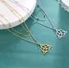 Pendant Necklaces Stainless Steel Celtic Knot Necklace Gold Plated Viking Irish Jewelry Good Luck Talisman Amulet For Women Men