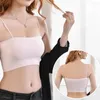 Camisoles Tanks 섹시한 얼음 실크 브라스 여성 슬링 튜브 최고 슬림 소매 소음 기본 스파게티 스트랩 카미 크 작물 패드 여름 Bralette 탱크