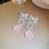 Boucles d'oreilles pendantes Lovelink mignon doux Transparent Rose acrylique Rose fleur pour les femmes mode arc fille coréen accessoire