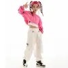Stage Wear Kpop Enfants Hip Hop Danse Vêtements Pour Filles Rose Crop Tops Lâche Blanc Pantalon Moderne Jazz Performance Costume Rave Outfit BL9560