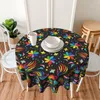 Tafelkleed kleurrijke Mexicaanse bloem vogel tafelkleed ronde deksel wasbaar polyester voor keukenfeest picknick dinering decor