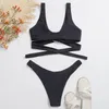 Damskie odzież kąpielowa na plaży push up seksowna bandaż stroju kąpielowe bikini 2023 Maillot de Bain Set Set Suit