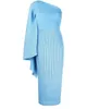 カジュアルドレスミヤケプリーツ2023ベスティド女性ドレスロンドンデザイナーソリッドカラーの非対称1つの肩飛ぶ袖の夜