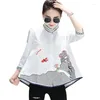 Women's Blouses Embroidery Women Blouse And Shirts 2023 Summer Design A-Line Cotton Office Lady Casual White Outwear Coat Tops