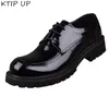 Kleid Schuhe Frühling Herbst Casual Männer Leder Büro Für Anzüge Runde Kopf Plattform Lace Up Oxfords