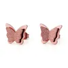 Orecchini a bottone BAECYT Pressure Sand Dull Polish Butterfly Ear Double Layer Titanium Steel Stainless Rose Gold Donna