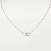 Klassisk design dubbel loop charms hänge kärlek halsband för kvinnor flickor 316l titan stål bröllop smycken krage collier