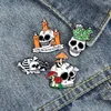 Cartoon Accessories Punk Skl Halloween Enamel Brooches Pin For Women Girl Fashion Jewelry Metal Vintage Pins Badge Wholesale Gift Dr Dh93X