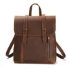 Backpack Brand Vintage Crazy Horse Leather Handmade Echte Cowhide Rucksack School Daypack Laptop Travel Bag Bolsa