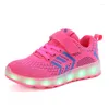 Athletic Shoes Children Adult Girl Boy Glowing Sneakers Mesh Knitted Luminous Sneaker Teenager Led Lighted Casual