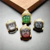 Pendant Necklaces FUWO Colorful Glass Crystal Carve Buddha Head Amazing Design Supernatural Amulet Knot Lucky Charm Buddhism Jewelry PD387