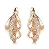 Boucles d'oreilles Zircon Clip pour femmes 585 or Rose brillant asymétrique incrustation élégante dame fête bijoux de mode