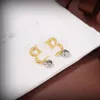 Designer Earring Letter B Logo Stud Earing Luxury Women Fashion Hoop Jewelry Metal Pearl Diamond Earring hftt