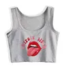 Damestanks grappige dorstige rode lipontwerp ondeugende sexy crop top dames flirt tanktops aanpasbare mode creatief camisole