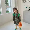 Girl Dresses Girls voor Girled Sleeve Dress 2023 Leer Koreaanse stijl Baby kinderen Mori Lange bloemenprinsesmode