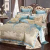 Sängkläder sätter 4/6/8/10 st lyxuppsättning King Size Jacquard Cotton Bed Cover Däcke Nordic Blue Linen Home Textiles Quilts