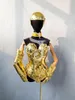 Scene Wear Gold Armor Christmas Bar Super Girl Gogo Costume Women Futuristic Golden