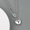 Collier en argent Sterling pour femmes, Clip en forme de cœur, chaîne O, ras du cou, cadeau de noël, bijoux fins à la mode