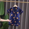 Zestawy piżamy dla dzieci Ubrania ubrania dla dzieci nowe letnie dzieci kreskówka piżama dla dziewcząt chłopcy twórz śpij bawełniana odzież nocna v2l9#