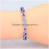 Bracelets de charme Turquie bleu mauvais œil carte Bracelet femmes à la main corde chaîne cristal yeux chanceux perles fille fête bijoux cadeau Couple Otn7H