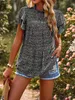 Kvinnors skjortor ruple Short Sleeve Polka Dot Chiffon Bluses Loose Fit kausal trendiga sommartoppar