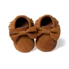 Första Walkers Infant Boys Girls Baby Shoes Born Classical Lace-Up Tassels Bow Suede Sole Anti-Slip Toddler Crib Crawl Shoe Moccasins