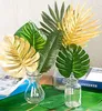 Dekoratif çiçekler 72 adet 10 çeşit yapay palmiye altın tropikal yapraklar Hawaii luau parti bebek duş doğum günü için süslemeler