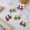 Kolczyki Dangle Lovely 3D Flower Polimroom Polymer Clay for Women Sweet Unikalny design geometryczny wisiorek