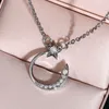 Pendant Necklaces Huitan Aesthetic Star Moon Necklace For Women Romantic Bridal Wedding Party Accessories Modern Design CZ Fashion Jewelry