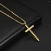 Collares pendientes Xincong Joyas de acero inoxidable Gota Color dorado 22x45.5mm Collar cruzado con cadena de caja de 60 cm