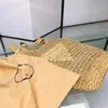 Bolso de mano de rafia para mujer, bolso de hombro vintage de malla de playa tejido de paja de viaje