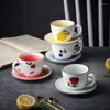 Cups Saucers Japanese Hand Painted Ceramic Cup And Saucer For Coffee Tea Latte Home Party Office Tableware Small Cute Set 200ml