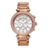 Zegarki na nadgarstek zegarki na nadgarstek Dress Rose Gold Watch Women Crystal Diamond Stali Stal Quartz Clock Montre Femme