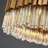 Lampadari Lampadario di cristallo moderno di lusso per soggiorno Lampada a sospensione in oro spazzolato Camera da letto Decorazione da pranzo Lampada a LED in cristallo