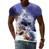 T-shirt da uomo 2023 3D Uomo Scena di neve di Natale Grafica Moda Casual Interessante Costumi di vacanza Hip Hop Harajuku Stampa T-shirt