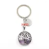 Porte-clés Quartz Rose oeil de tigre pierre arbre de vie porte-clés cristal de guérison décor de voiture porte-clés porte-clés pour femmes hommes