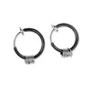 Hoop Earrings Classic Black/steel Color Stainless Steel Five Circulars For Man Woman Simple Ear Jewelry No Hole