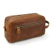 Cosmetic Bags YUPINXUAN Europe Fashion Mens Genuine Leather Bag Vintage Toiletry