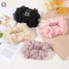 Fabric Big Flower Hair Claw Ribbon Clips Women Girls Soft Chiffon Flowers Ponytail Holder Hair Clamps Barrette Fashion Hair Accessories 1810