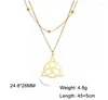 Pendant Necklaces Stainless Steel Celtic Knot Necklace Gold Plated Viking Irish Jewelry Good Luck Talisman Amulet For Women Men